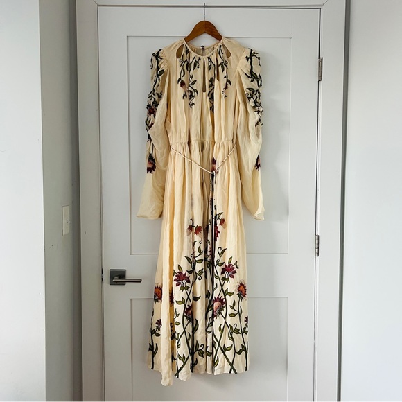 Farm Rio Multicolor Romantic Nature Long Sleeve Maxi Dress Size Large New - Picture 2 of 7